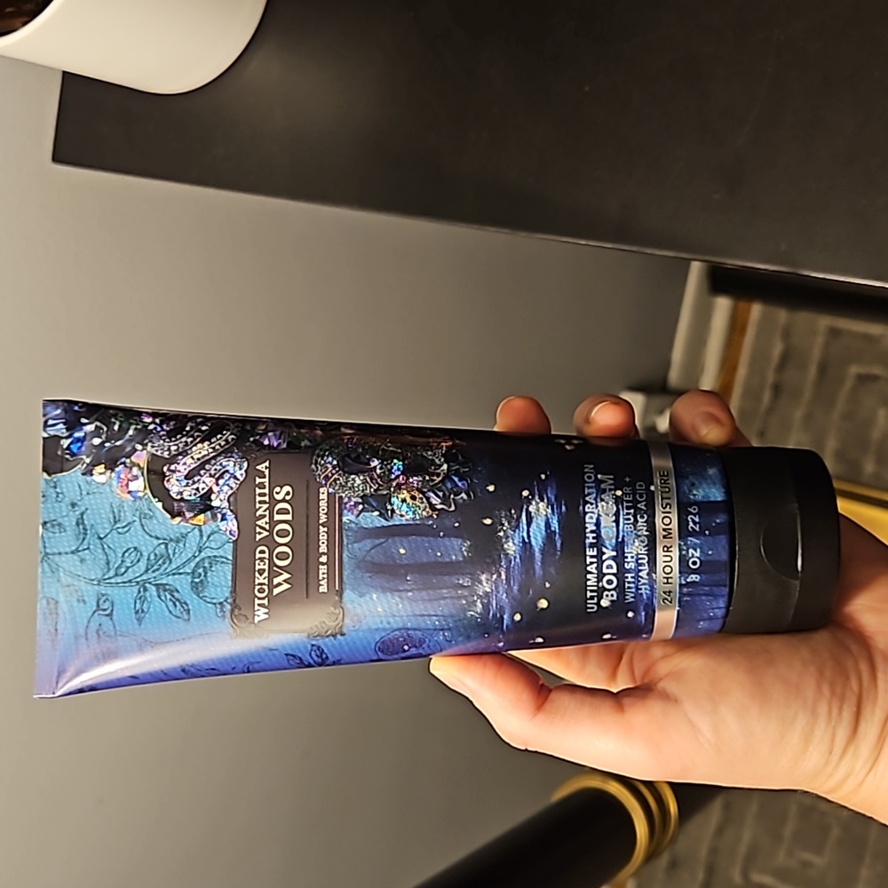 New wicked vanilla woods body cream from bath and body works